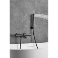 Best-seller Ensemble de robinet de baignoire en laiton massif Robinet de baignoire mural Pistolet Robinet de baignoire noir avec douchette.