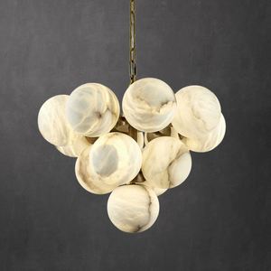<span class=keywords><strong>Lampadario</strong></span> Moderno in Alabastro con Pendenti a Sfera Naturale Minimalisti, Luci LED per Soggiorno e Sala da Pranzo, Forma Ovale - Product Image 4