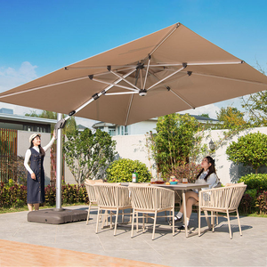 Sombrilla de Lujo para <span class=keywords><strong>Patio</strong></span> con Luces LED Solares de 102" Poste Fuerte de Aluminio Impermeable Muebles de Exterior Parasol Cantilever Desplazado para Jardín - Product Image 1