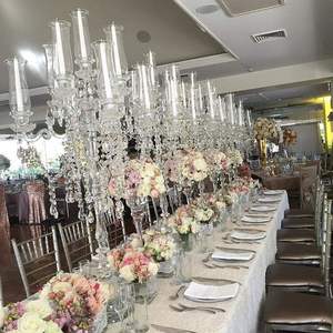 Candelabro transparente de cristal alto de lujo de 8 brazos, candelabro para centros de mesa de boda, candelabro para decoraciones de eventos y fiestas - Product Image 2