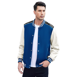 Men's Letterman Baseball Style <b>Long</b> Sleeve Wool Fabric Plain Blank <b>Leather</b> Sleeve Varsity <b>Jackets</b> - Product Image 1
