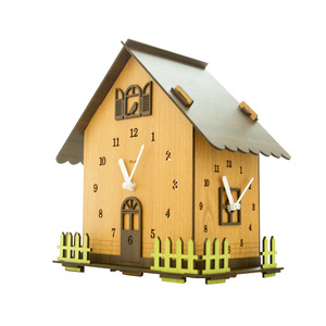 Modern Wooden <b>Wall</b> <b>Clock</b> House Shape <b>Silent</b> Quartz Battery Powered Decorative Home Office Kitchen Bedroom Living Room - Product Image 5