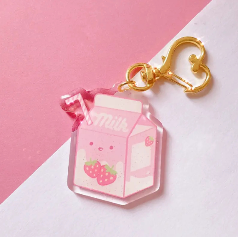 China Manufacturer Personalized Acrylic Keychain Cartoon Milk Bottle Keychains Cute Milk Keychain For Women