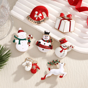 <b>Christmas</b> Brooches Alloy Snowman Reindeer Bell Santa Decorations Unisex Fashion Accessory - Product Image 2