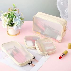 Pochette à maquillage en maille, trousse de toilette de voyage en maille avec fermeture éclair, mini trousse de maquillage portable, trousse de toilette transparente - Product Image 5