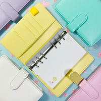 Carnet de budget à anneaux en cuir PU couleur macaron, format A5/A6, pour feuilles mobiles