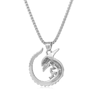 Pendentif animalier thématique yunnique en alliage de zinc, couleur acier, chaîne de 60 cm, bijoux de mode - Product Image 3