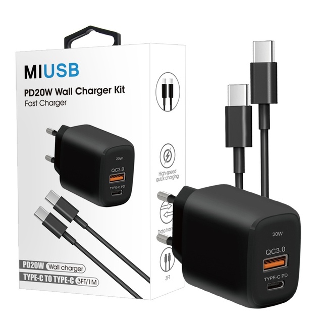 MIUSB Phone Charger 20W PD Type c Cargador Celulares Cell Phone Fast Usb Wall Charger Cargador Mobile Phone Charger with Package