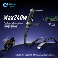 [2026 Penjualan Terlaris] Kabel Data Tipe-C Bentuk Siku 240W Penyangga Ponsel Pengisian Daya Super Cepat untuk IPhone15-17 untuk Mate80