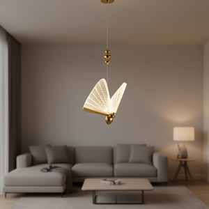 <b>Butterfly</b> Led Pendant <b>Light</b> Gold Acrylic Shade 110-120V Small Size For Living Room - Product Image 2