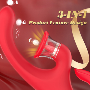 Đồ chơi tình dục nữ bằng silicon 3 trong 1: rung, liếm, mút âm vật, kích thích điểm G, máy massage, dildo. - Product Image 2