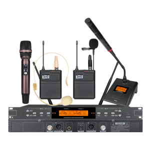 OEM Wholesale EIF HC-1000 Dual Channel Rechargeable UHF <b>Wireless</b> Microphone, IR Infrared Auto Sync 200 Channels Multi Styles - Product Image 1
