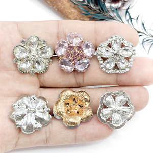 Vàng Hồng rhinestone hoa kim loại nút quần áo sang trọng lấp lánh kim cương thời trang nữ nút trang trí - Product Image 3