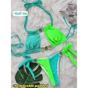 Conjunto de Bikini de Dos Piezas Personalizado de Lujo para Mujer, con Diamantes de Imitación y Pedrería, Traje de Baño para Playa - Product Image 1