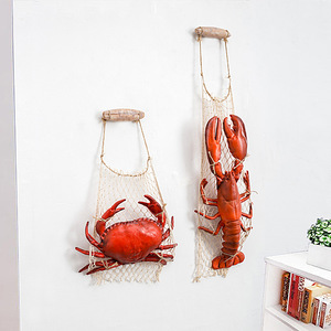 Decoración de pared de resina con cangrejo y langosta, estilo mediterráneo, para decoración del hogar o restaurante. - Product Image 1