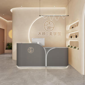High-end Customizable Color Shape Modern Wood Reception <b>Desk</b> Multiple Storage Functions for Salon Hotel Office Commercial - Product Image 1