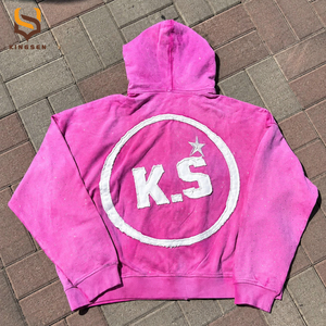 Custom Men Tracksuit Custom Logo Distressed Applique Embroidery Mens Sportswear Tracksuit Cotton Sweatsuit Hoodie <b>Sweatpants</b> <b>Set</b> - Product Image 4