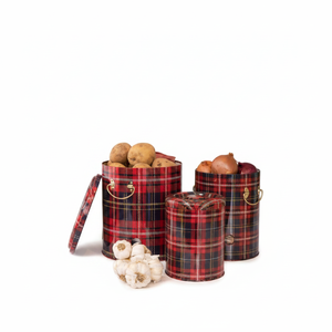 Kontensan Ensemble de trois bacs en métal pour pommes de terre, oignons et ail (3 pièces) Plaid Design - Product Image 2
