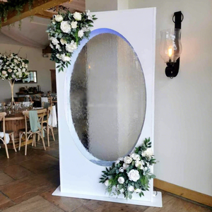 Panneau de bienvenue de mariage en verre transparent personnalisé SMOOTH avec cascade lumineuse LED, arche de fond d'écran avec cascade d'eau qui coule pour la décoration de mariage - Product Image 1