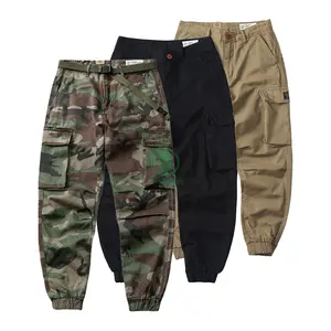 Camouflage Pants for Men Retro Multi-Pocket Cargo Pants with Loose Leg Special Forces Wear Resistant Trousers