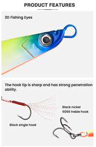 SWORDFISH LB037 8cm 40g <span class=keywords><strong>Esca</strong></span> Artificiale Metallica Topwater <span class=keywords><strong>per</strong></span> Pesca in Acqua Salata, Ghiaccio e Lago con Amo a Piuma - Product Image 5