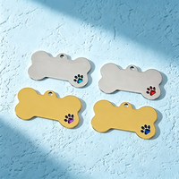 Ywyougang RVS Honden ID-Tag, Gegraveerde Hondenpenning op Maat, Gouden/Zilveren Basis met 5 Kleuren Emaille Pootafdruk voor Huisdieren