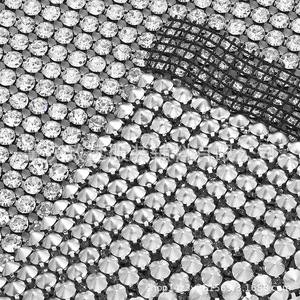 Malla de diamantes de imitación de 5 mm, 52 filas, grado A completo, base puntiaguda, redonda, 16 facetas, diamante blanco, malla blanca y negra, accesorios de ropa DIY - Product Image 5