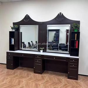 Miroir de salon double face moderne en <span class=keywords><strong>bois</strong></span> noir avec meuble de rangement et bac à shampoing pour hôtel et <span class=keywords><strong>centre</strong></span> <span class=keywords><strong>commercial</strong></span> - Product Image 5