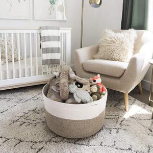<span class=keywords><strong>Cesta</strong></span> de cuerda de algodón tejida <span class=keywords><strong>para</strong></span> la colada del bebé, <span class=keywords><strong>cesta</strong></span> de juguete con asa de almacenamiento, xxx - Product Image 2
