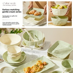 Nouvel ensemble de vaisselle en céramique de style crème 2025, de haute qualité, comprenant des bols, des baguettes et un motif de fruits, pour la vaisselle de table domestique - Product Image 2