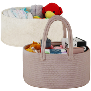 יוקרה קטן חיתול <span class=keywords><strong>caddy</strong></span> tote תיק מארגן כותנה גדול נוסף חבלים סל משתלה סל החלפת שולחן חיתול תינוק שולחן אחסון - Product Image 6