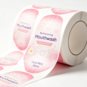 Autocollants en rouleau personnalisés avec logo imprimé pour bouteilles de bain de bouche, finition mate ou brillante, autocollants adhésifs étanches pour soins dentaires - Product Image 3