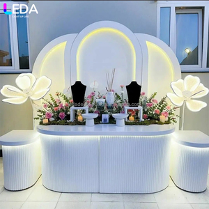 LEDA Fond d'événement de mariage blanc acrylique LED plaque ronde fond mur de décoration de mariage - Product Image 4