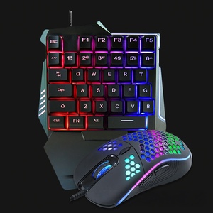 Juego de teclado y ratón para juegos de una mano mini móvil con iluminación RGB Sensación mecánica PUBG con reposamuñecas extra ancho - Product Image 4