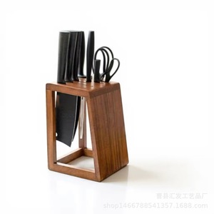 ที่วางมีดไม้โรสวูดแท้ 7 ชิ้น ฐานกลวงขนาดใหญ่ สำหรับจัดเก็บในครัว - Product Image 5