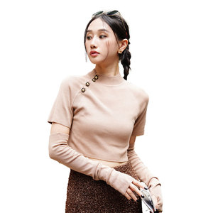 À la mode femmes vêtements 2025 été mode pull Blouse femmes dame élégant à manches courtes pull court - Product Image 1