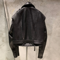 Blouson Biker Femme en Véritable Peau de Mouton avec Fermeture Éclair Asymétrique, Découpes aux Épaules, Manteau Moto en Cuir Véritable pour Femme, Vêtement d'Extérieur Urbain