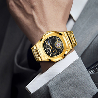 Montre automatique de luxe LIGE LG6821 avec logo personnalisé, squelette 3D en or, cadran ajouré, montre-bracelet pour homme, tourbillon lumineux, Montre Homme