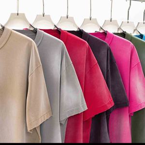 Camisetas de gran tamaño desgastadas con hombros caídos de algodón 100% liso para hombre, camiseta cuadrada de gran tamaño de peso pesado en blanco - Product Image 2