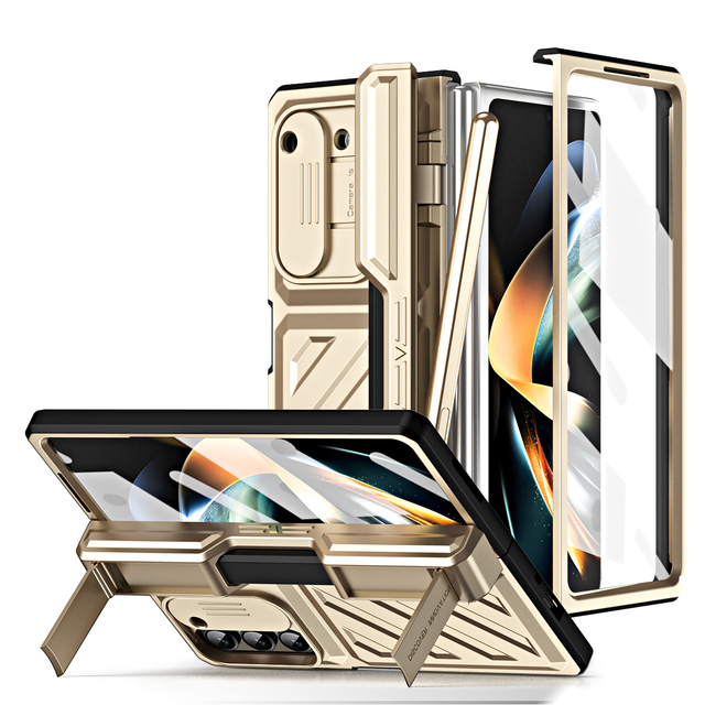 Transformers New Design Shockproof Mobile Phone Case With Bracket and Pen for Samsung Galaxy Z Fold 456 Protective Tempered Film