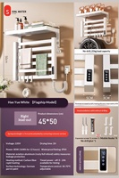 Toallero Eléctrico Negro para Baño, Montado en la Pared, Calentador de Toallas, Enchufable, de Acero Inoxidable