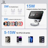 Chargeur sans fil rapide aimant pliable 3 en 1 Station de charge pour iPhone 15W Rotation support de charge support de téléphone portable