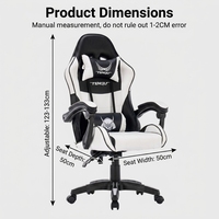 Chaise de jeu pliable et pivotante Aor avec fonction de massage lombaire intégrée et fonction de chauffage, poches de rangement latérales