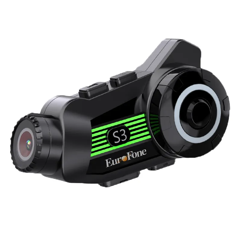 Casque Bluetooth de moto avec caméra, système de communication bidirectionnel de 1000m, interphone, lecture de musique et guidage vocal GPS