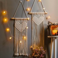 Macrame Thảm Bohemian Treo Tường Dệt Thủ Công Trái Tim Trang Trí Tường Phong Cách Boho