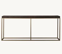Table console moderne italienne de luxe en bois massif avec structure en acier inoxydable pour villa de luxe, hôtel, projet d'entrée