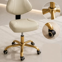 Tabouret de beauté roulant réglable avec dossier en cuir PU, chaise de technicien de salon pour spa, manucure, coiffure et salon de beauté