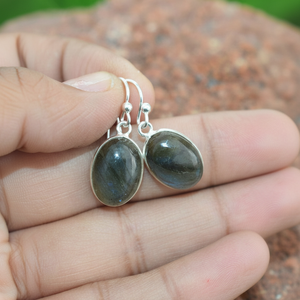 Pendientes clásicos hechos a mano 925 joyería de plata 925 sólida plata esterlina labradorita piedras preciosas estilo bohemio pendientes regalo hermana - Product Image 1