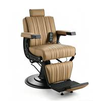 Fauteuil de Barbier Professionnel HY Premium Robuste et Moderne, Inclinable Hydrauliquement, Portable, en Cuir Noir pour Hommes