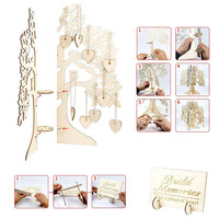 100 pièces coeur Signature Message cadre d'arbre en bois décoration Unique cadeaux livre d'or de mariage avec support